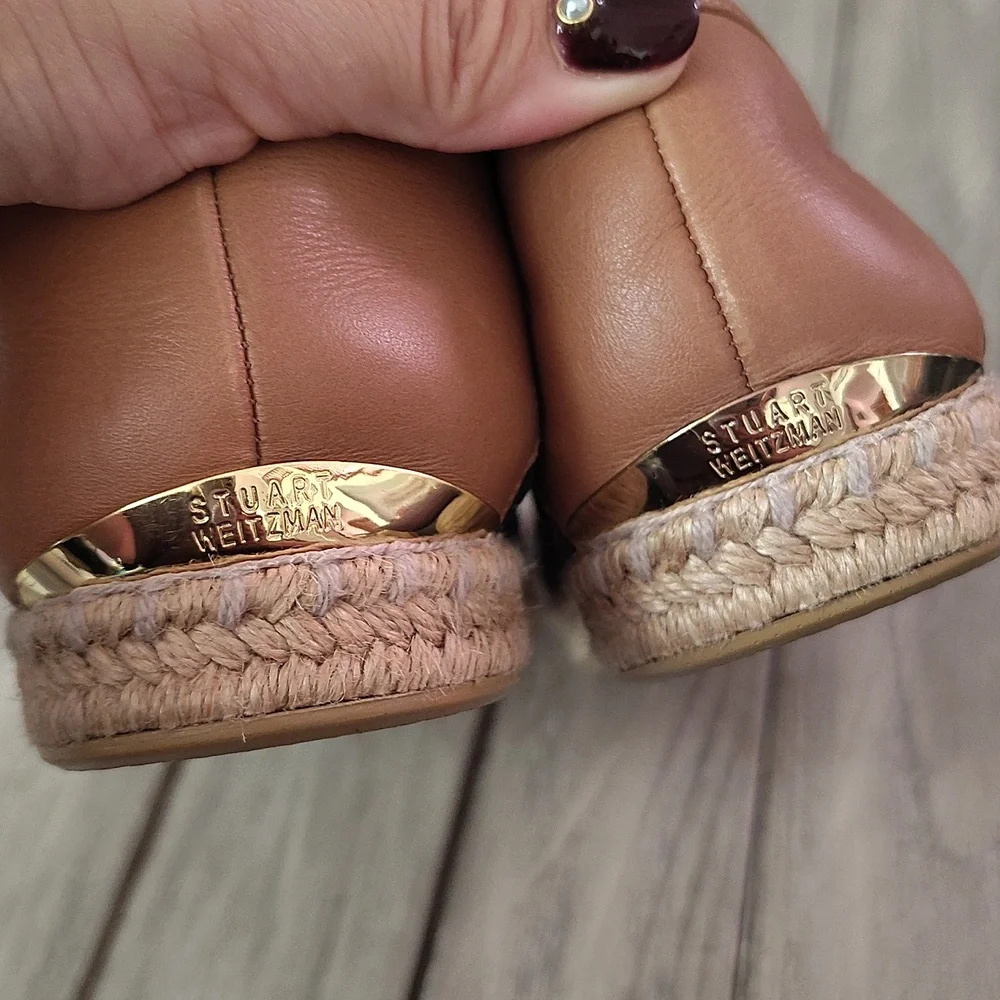 Stuart Weitzman Metallic Blue Glitter Laser Cut County Espadrilles Size EU 40